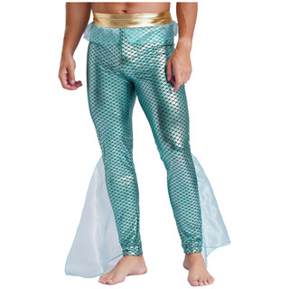 Yhong Nam Nàng Tiên Cá Quần Vua Biển Trang Phục Co Giãn Eo Kim Loại Sáng Bóng Cá In Quần Legging Cho Halloween Cosplay