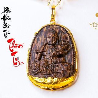 Mặt Dây Chuyền Trầm Hương Phật Bản Mệnh - Bọc Vàng 8K - Trầm Hương Yên Lộc