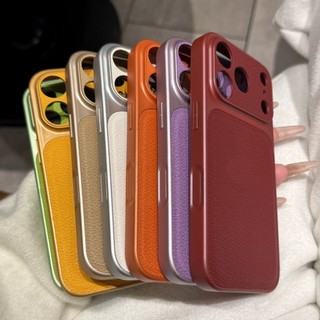 17Pro Ống Kính Bảo Vệ Toàn Diện Họa Tiết Vải Lánh Da PU Ốp Lưng Điện Thoại iPhone 17Promax 13 14 15 16 Pro Max Chống Sốc Nữ Di Động Bao Da