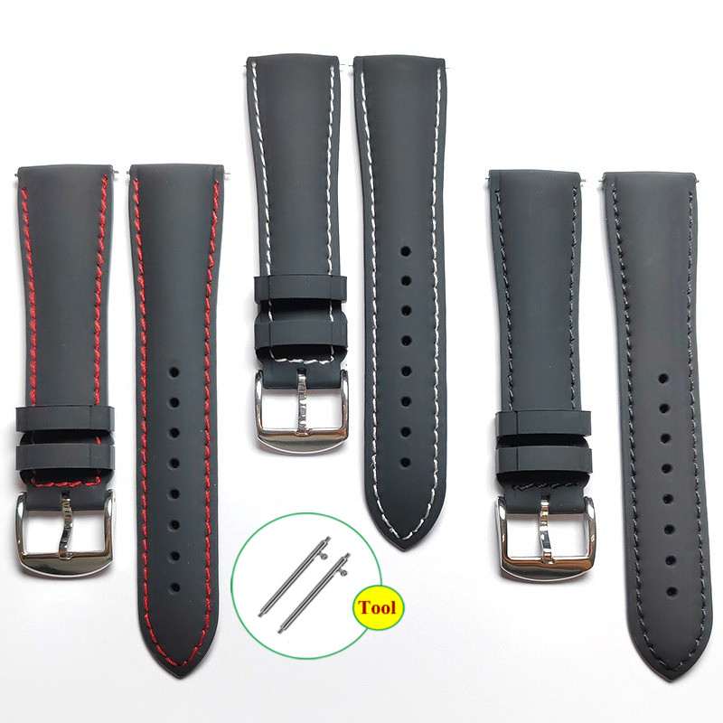 Dây đeo đồng hồ silicon màu đen khâu chống nước 20mm 22mm cho SEIKO Diver Lặn cá ngừ SKX007 SNX Dây đeo đồng hồ dành cho nam nữ Vòng tay tháo nhanh