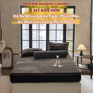 Set ga gối nỉ nhung vân lông Memminbedding Luxury giữ ấm tốt, chất liệu mềm mịn, ấm áp, không bám lông