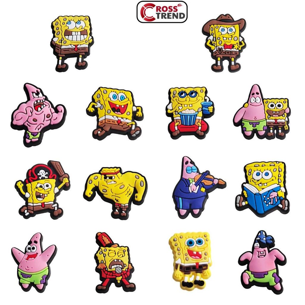 Charm gắn dép cross Bọt Biển, Nút gắn sticker trang trí hoạt hình CROSS TREND