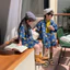 Bộ đồ trẻ em Phiên bản Hàn Quốc Bộ đồ Denim dáng rộng dành cho trẻ em Quần Short ngắn tay Bộ đồ hai mảnh