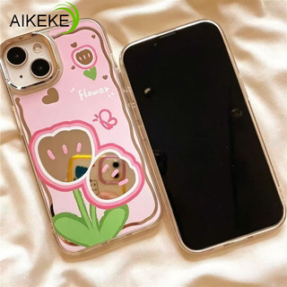 Ốp Điện Thoại Gương Hoa Tulip Sang Trọng Cho Redmi 15A 15C 15 14C 13C 13 12R 12 11A 10A 10C 10X 10 Prime 10T 9C 9A 9i 9T 9 Power 4G 5G Màu Hồng Trong Suốt Bìa Mềm