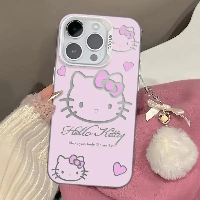 Ốp lưng Kitty hồng nhiều màu, chất liệu da PU bền đẹp chống sốc tốt Bảo Vệ Camera Cấp iPhone 17/16/15/14/13/12/11/X Max