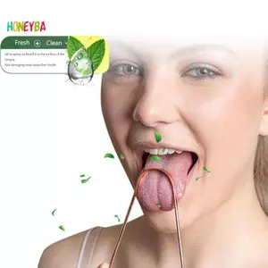 < Honeyba > 1 Máy cạo lưỡi bằng đồng nguyên chất Bàn chải làm sạch răng miệng Vệ sinh làm sạch tươi Máy cạo lưỡi chất lượng cao Đẹp
