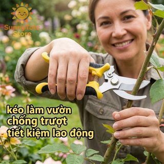 Kéo sân vườn Lưỡi dao sắc bén bằng thép không gỉ Tay cầm chống trượt Lò xo tự động Cắt tỉa sân vườn Màu vàng Đỏ
