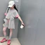 Bộ đồ thể thao thông thường cho bé gái Mùa hè 2026 Phong cách mới cho trẻ em Áo thun ngắn tay màu tương phản + Quần Short Bộ đồ hai mảnh