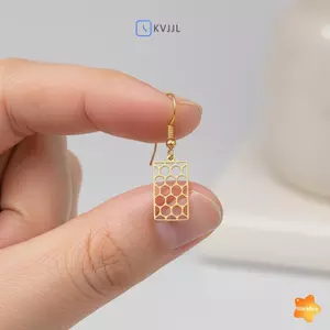 Bông tai thả bằng thép không gỉ với thiết kế hình học mạ bạc và vàng để làm việc mới