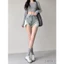 SIBYTE Xanh Jeans Short Rách Ôm Body Siêu Ngắn High Street Mỹ Sexy Nữ Thiết Kế Lạ #1796