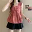 Thiết kế mùa hè Niche xếp li sang trọng Dopamine Áo Vest màu đỏ Áo hẹp
