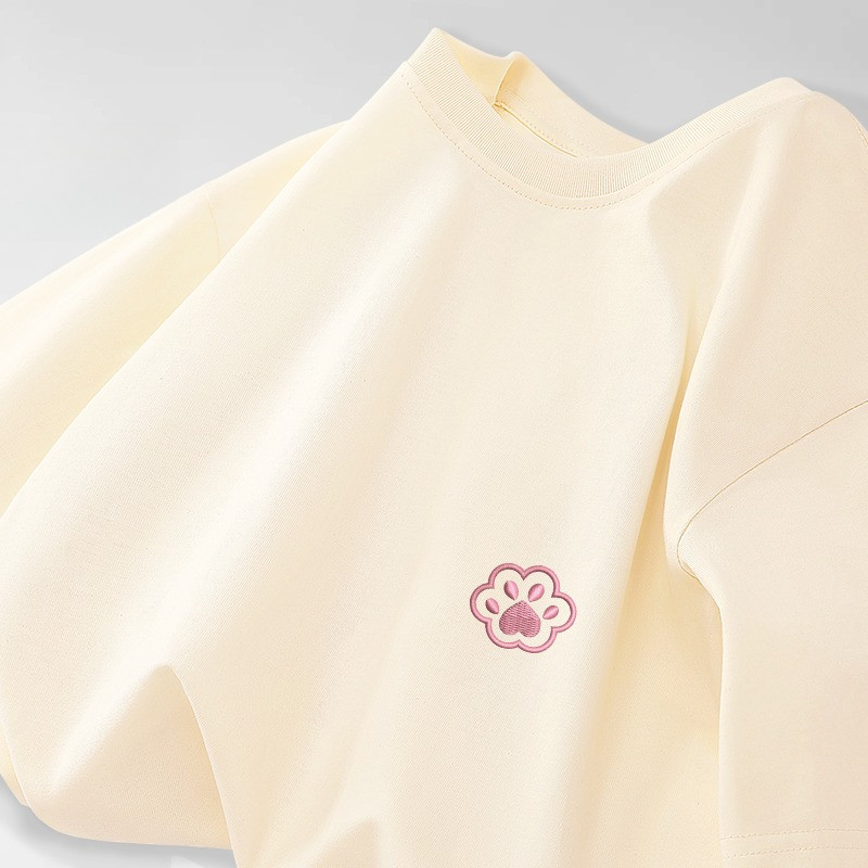 （Giao hàng 24h）Angela Áo Thun THÊU, Áo Phông Thêu Chất Cotton Thoáng Mát Form Rộng Tay Lỡ Cho Nam Nữ Phong Cách Unisex