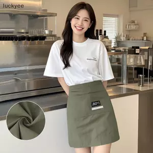 Luckyew 1 Miếng Tạp Dề Vải Nhà Bếp Nữ Nhà Hàng Phục Vụ Bàn Tạp Dề Với Dây Thắt Lưng Mở Rộng Và Gia Cố Đường May Nửa Tạp Dề TQ
