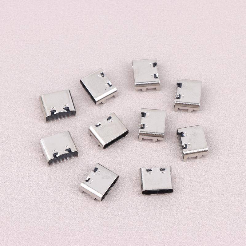 JCSYFAC 10 / 20 Cái 6 Pin Type-C Soet USB Cổng Kết Nối Loại C Nữ Cổng Sạc Ja PCB Hàn SMD SMT DIY Sửa Chữa Loại C Adapter Mới