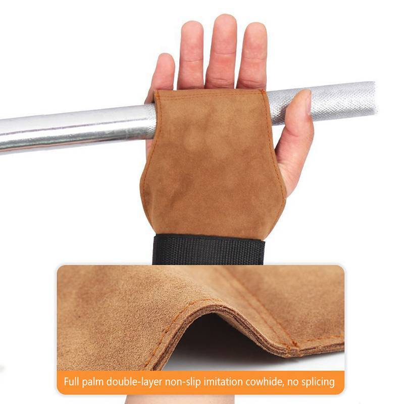 [Mar-T] Găng tay da PU hai lớp Dây đeo cổ tay để nâng tạ Tay cầm nam nữ GYM Deadlift Training Bench Press Pull-up Găng tay