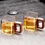 Cốc cà phê thủy tinh DONOVANQQ, Cốc Espresso chịu nhiệt dày, Tay cầm bằng gỗ vuông thực tế Mini Teacup Cafe
