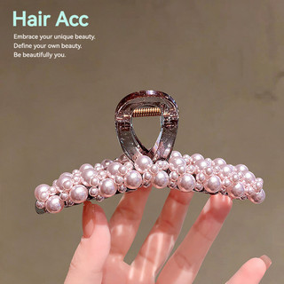 T Sang Trọng Phong Cách Mới Ngọc Trai Hồng Lớn Lấy Kẹp Hàng Ngày Đi Lại Đầu Lưng Full Tấm Tóc Ngọt Cá Mập Kẹp