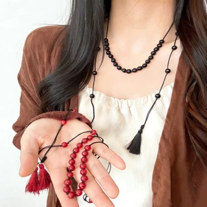 Retro Phong Cách Dân Tộc Ren Tua Rua Đính Hạt Bện Vòng Cổ Dài Mới Thời Trang Trung Quốc Thanh Lịch Niche Áo Len Dây Xích