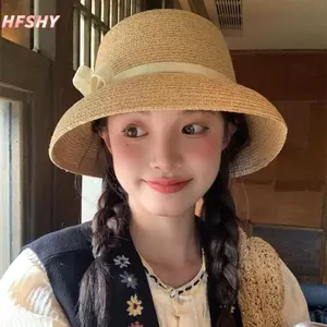HFSHY Thanh Lịch Hepburn Nữ Đi Biển Che Nắng Mũ Thời Trang Mùa Hè Retro Mũ Nơ Người Cá Mũ VN