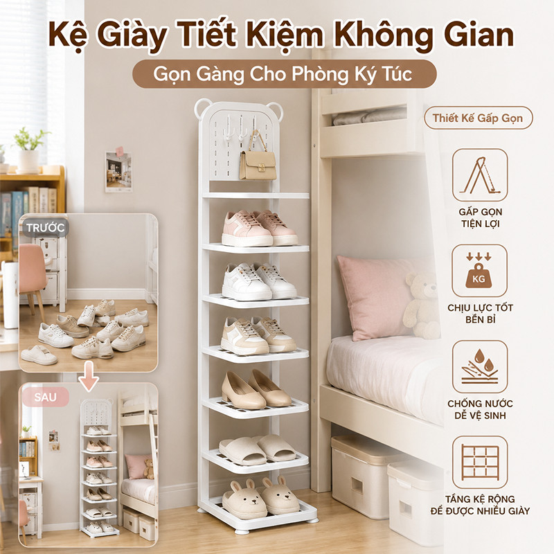 𝐎𝐥𝐢𝐟𝐞 Kệ Để Giày Dép Có Thể Gập Lại Kệ Giày Dép Nhiều Tầng Kệ Dép Nhỏ Gọn Giá Để Giày Dép Tiết Kiệm Không Gian