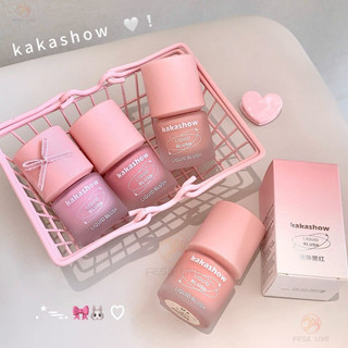 Kakashow Phong cách Hàn Quốc Dưỡng ẩm Rouge Frozen Liquid Blush Kết cấu hào quang màu đỏ tự nhiên trở nên bóng trong vài giây
