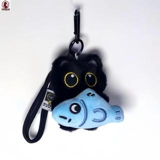 Móc khóa sang trọng Black Cat - Thiết kế Squishy mắt to dành cho cặp đôi du lịch