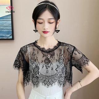 Áo sơ mi nữ có cổ giả tháo rời, thiết kế ren hoa sheer ngọt ngào