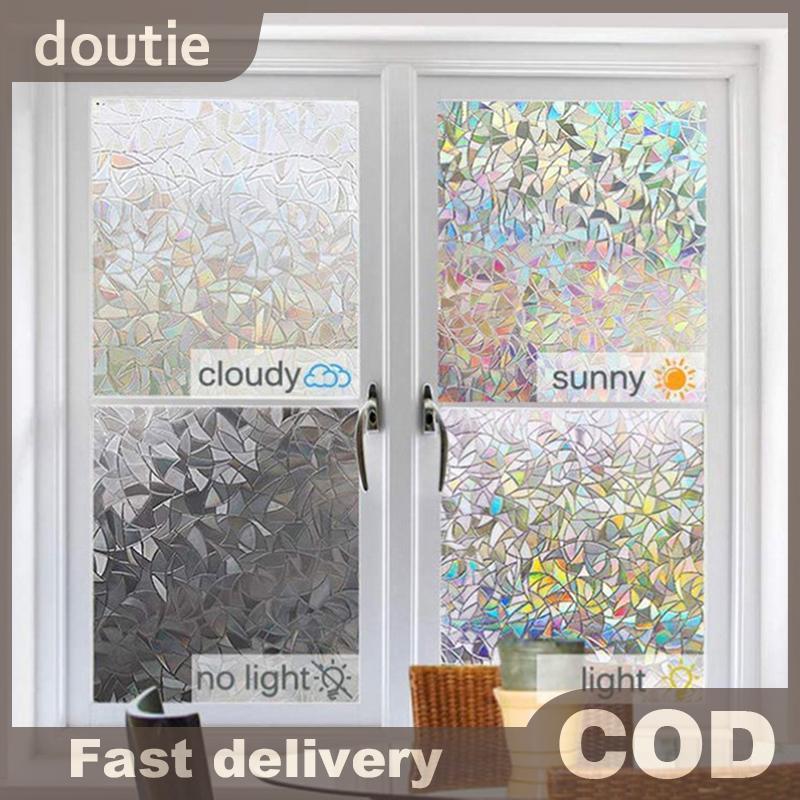Doutie 3D Hiệu Ứng Cầu Vồng Phim Cửa Sổ Kính Màu Tự Dính Phim Tĩnh Bám Cửa Sổ Dán Nhiệt Chống Tia UV VN