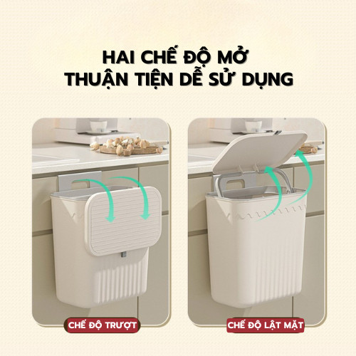 Thùng Rác 12L Gắn Tường Có Nắp Lật, Ngăn Mùi Hiệu Quả, Tiện Dụng Cho Nhà Bếp