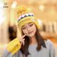 Mũ dệt kim trẻ em Mùa đông Quả cầu tóc dễ thương Giữ ấm bảo vệ tai Bò chống gió [Mina]