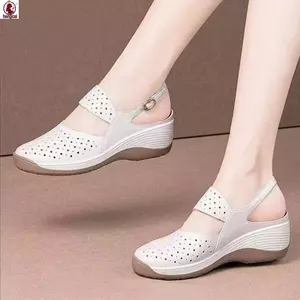 Phụ Nữ Mùa Hè Ngoài Trời Dép Đầu Tròn Nêm Thoải Mái Chống Trơn Trượt Sandal Cho Câu Lạc Bộ Công Sở Dự Tiệc Cưới Mặc