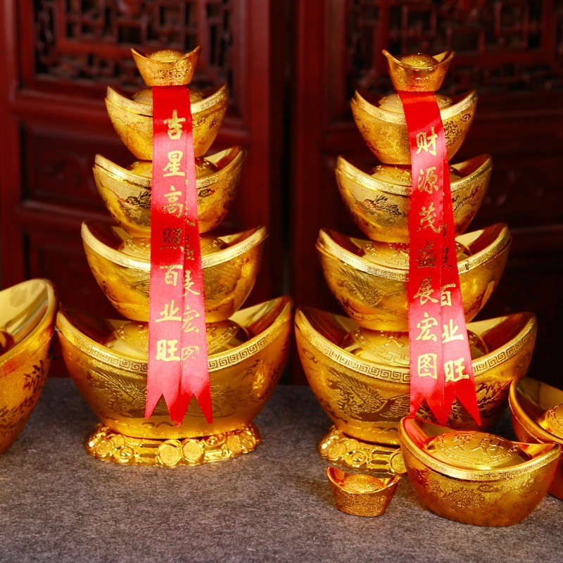 Thỏi vàng may mắn Trang trí rỗng giả Yuanbao chống đỡ để trang trí nhà cửa năm mới của Trung Quốc