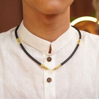 Dây Cao Su 5 đốt- Dây Dù Thái 5 đốt- Bọc Vàng 8K - Trầm Hương Yên Lộc (Mua một, tặng một hộp nhung)