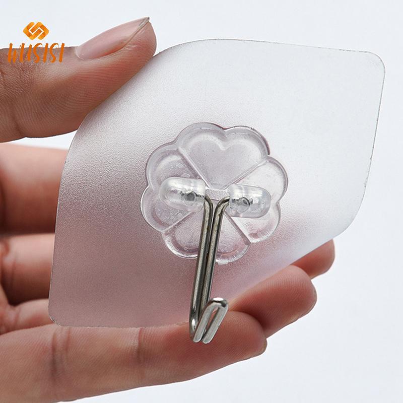 [WUSISI] 10 Móc treo tự dính chắc chắn bằng thép không gỉ trong suốt Móc treo chìa khóa cho nhà bếp Phòng tắm Tường cửa đa chức năng MỚI