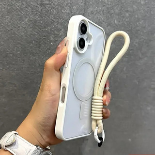 [Có dây buộc miễn phí] Vỏ sạc không dây từ tính Acrylic mờ sang trọng có dây buộc Tương thích cho iPhone 17 16 11 12 13 14 15 Pro Max 7 8 Plus XR XS Max