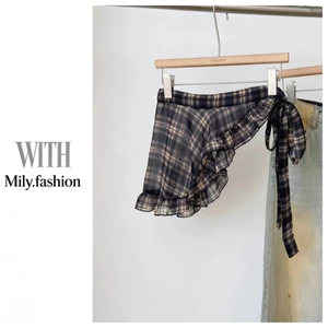 Milyfashion Tất Cả Trận Đấu Voan Kẻ Sọc Ren-Up Mông Rèm Retro Nấm Cạnh Mỏng Hơn Nhìn Váy Quần Áo Nữ
