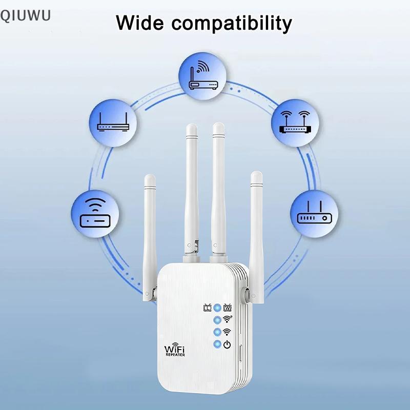 Bộ lặp tín hiệu WiFi QIUWU Bộ khuếch đại mở rộng phạm vi có dây Tăng cường tín hiệu yếu để phát trực tuyến phòng ngủ.