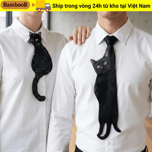 Dây buộc mèo BAMBOOB, Dây buộc nơ thiết kế thích hợp cá tính cổ điển, Dây buộc đôi hình mèo Thiết kế ban đầu Thiết kế lễ hội Dây buộc mèo đen