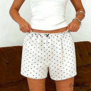Quần Short In Chấm Nữ Ren Viền Thấp Tầng Quần Short Boxer Mini Thường Ngày Mùa Hè