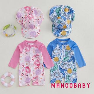 MG-Toddler Bé Trai Bé Gái Rash Guard Đồ Bơi Playsuits Cá Mập / Vỏ In Dây Kéo Dài Tay Chống Nắng Bộ Đồ Tắm Có Mũ Bơi