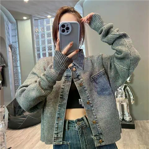 Áo khoác nữ Thiết kế Niche Loose Thời trang Ngắn Retro Denim