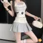 Váy Mini xếp ly cạp cao dành cho nữ Váy chữ A giảm béo Trang phục mùa thu để làm việc Trang trọng Hoạt động thường ngày tại trường mới