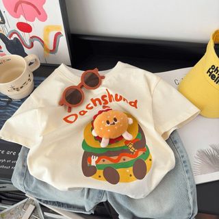 Trẻ Em Ba Chiều Burger Doll Áo Thun Tay Ngắn Bé Trai Mùa Hè Thoải Mái Thoáng Khí Rời Hoạt Hình Top Bé Gái Dễ Thương Thời Trang Đáy Áo Sơ Mi