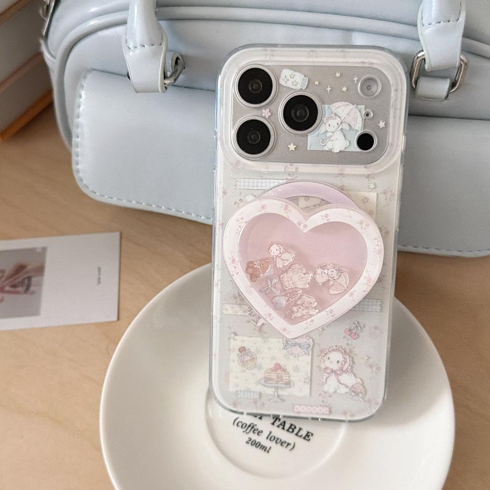 Ốp Lưng Cứng Tương Thích Với iPhone 13 14 14Pro 14ProMax 15 15Pro 15ProMax 16 16Pro 16ProMax 17 17Pro 17ProMax Ốp Nam Châm Họa Tiết Gấu Hoa Hồng Thỏ