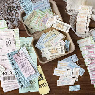 JIANWU Hành Trình Ngọt Ngào Series Vintage Bill Nhãn Tem Phong Cảnh aerial Cắt Dán Thêu Sò Nhãn Dán Sáng Tạo Tạp Chí MStationery