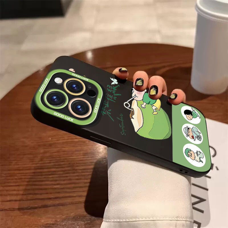 Ốp lưng iPhone hình dừa Crayon Shin-Chan Ốp máy ảnh silicon mềm - iP 7/8/X/XS/XR/11/12/13/14/15/16/17/Plus/Air/Pro/Max
