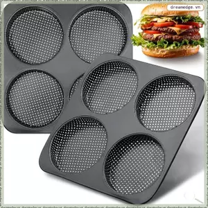 Chảo Hamburger 5 "cỡ lớn, Chảo chống dính để nướng bánh, Thép Carbon đo nặng, Bộ 2 Burger tự làm
