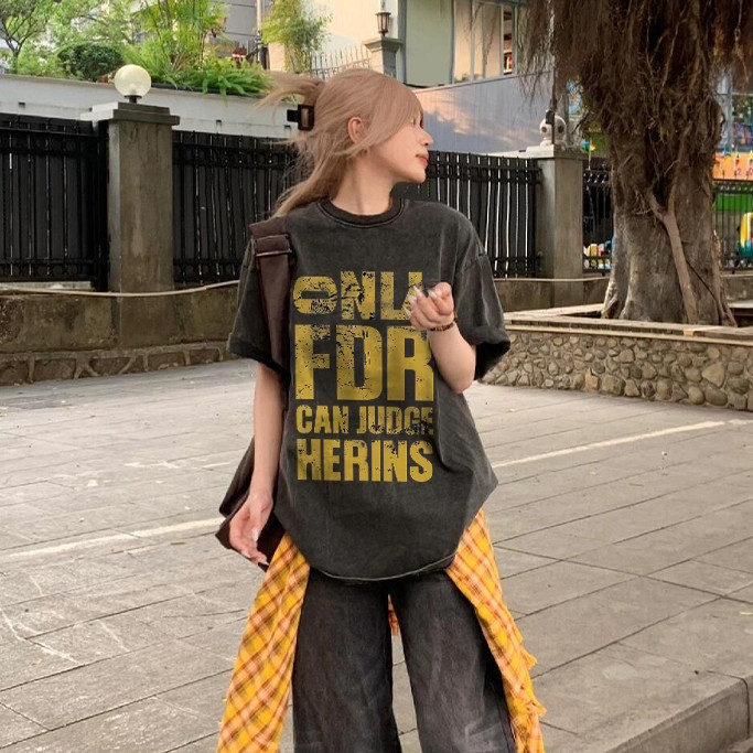 （Giao hàng 24h）Angela Áo phông nữ form rộng vintage girl phố Chữ cái in hình cổ tròn áo thun 100% cotton local brand