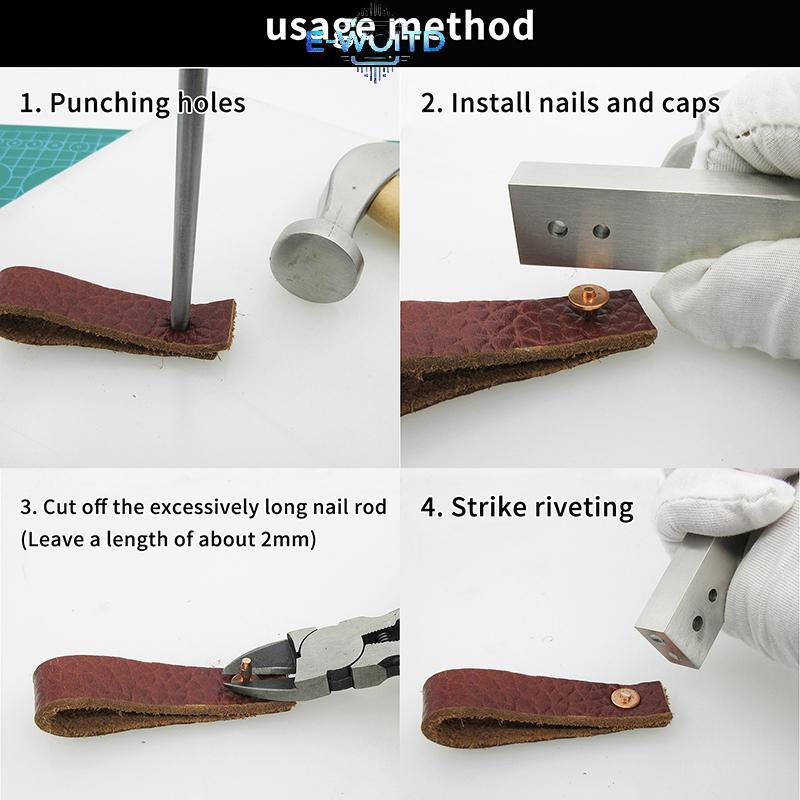E-WOITD Bộ 10 Đinh Tán Đồng Kèm Vòng Đệm Burrs, Phụ Kiện Cố Định Da, DIY Vintage