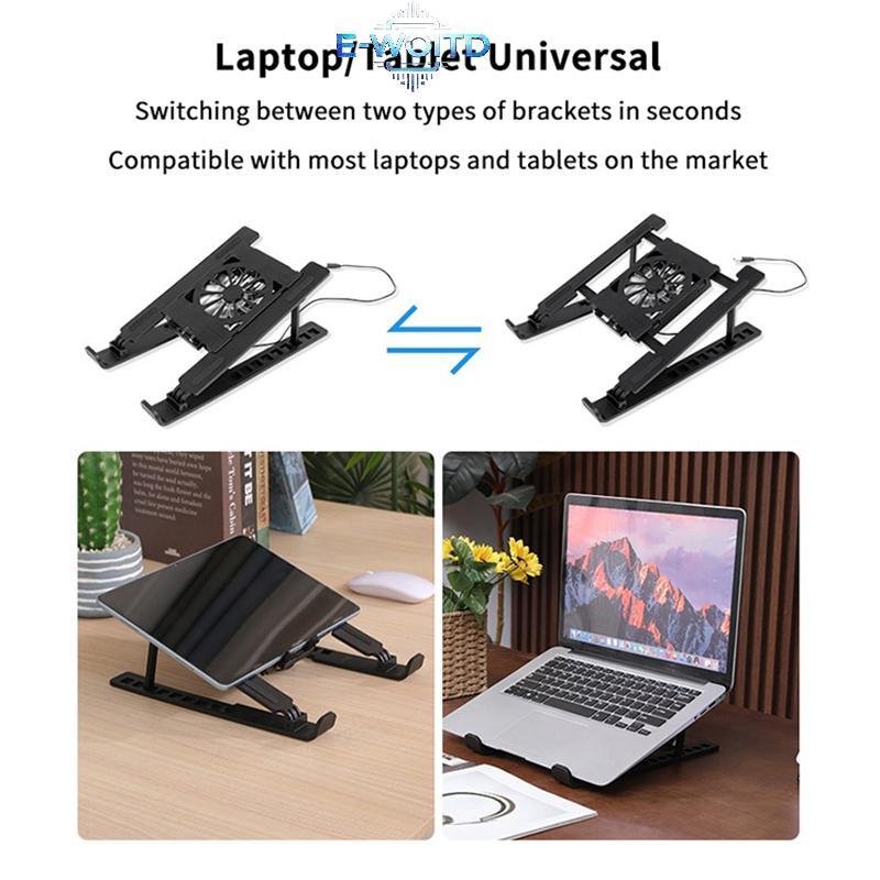E-WOITD Đế làm mát máy tính xách tay Đế làm mát máy tính xách tay có thể gập lại Giá đỡ máy tính xách tay Bộ tản nhiệt Braet Nâng cao Ra Với 1 quạt làm mát E-WOITD